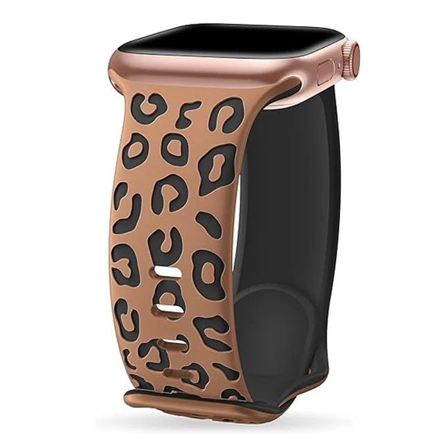 Leopardenmuster Silikonarmband für Apple Watch 38-49 mm – sportlich - komfortabel