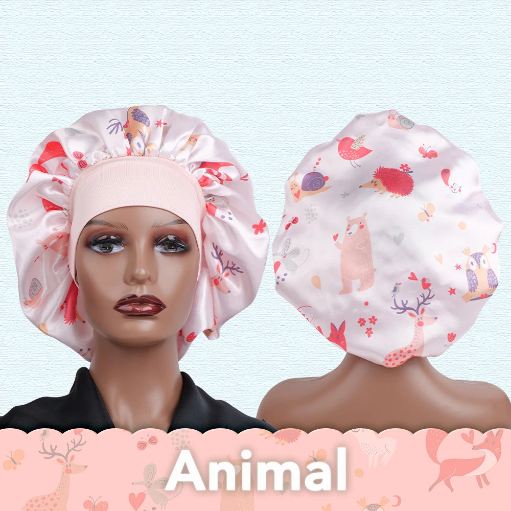 Atmungsaktive Schlafmütze mit Frucht und Tiermotiv für alle Haartypen