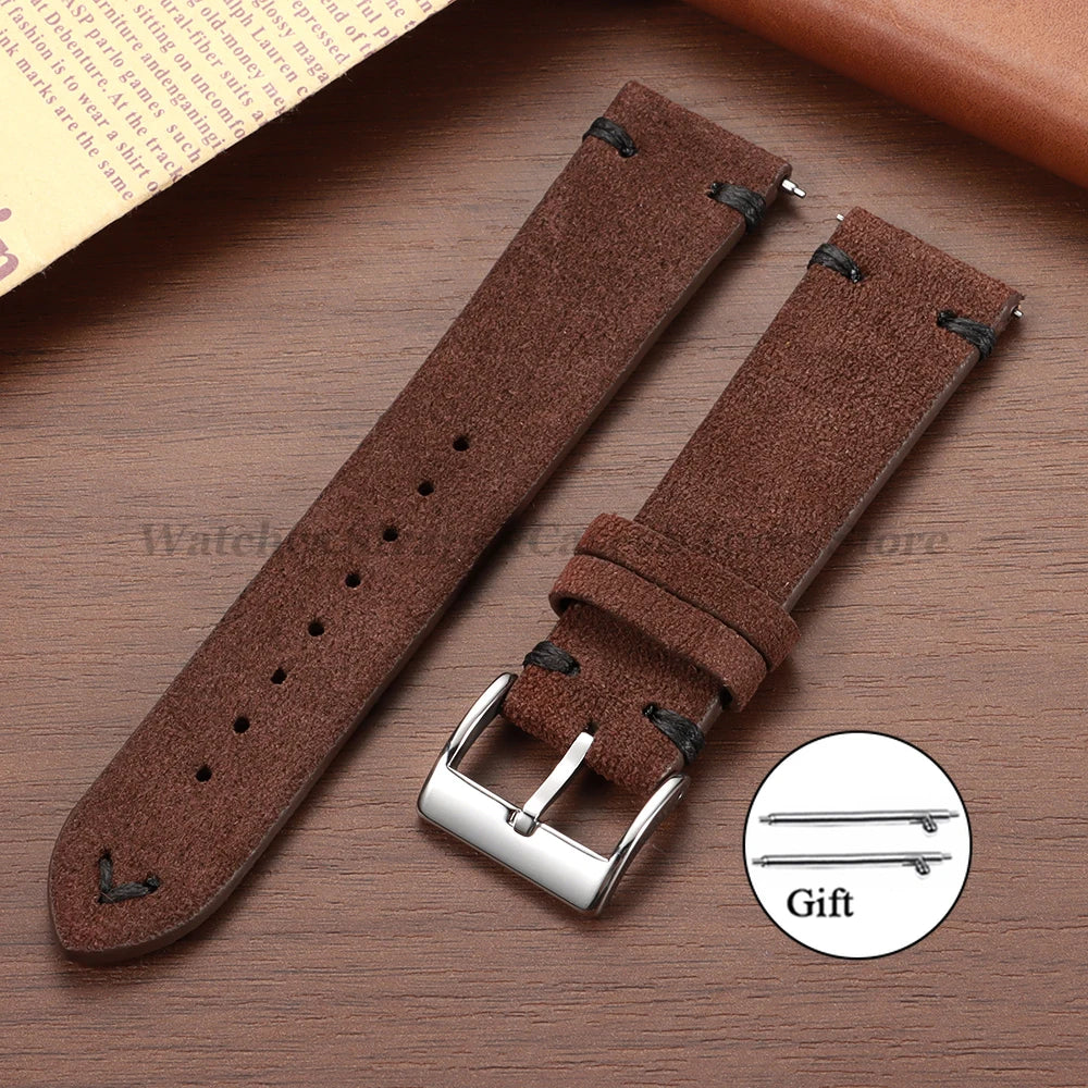 Wildleder Vintage Uhrenarmband in Blau mit Schnellverschluss