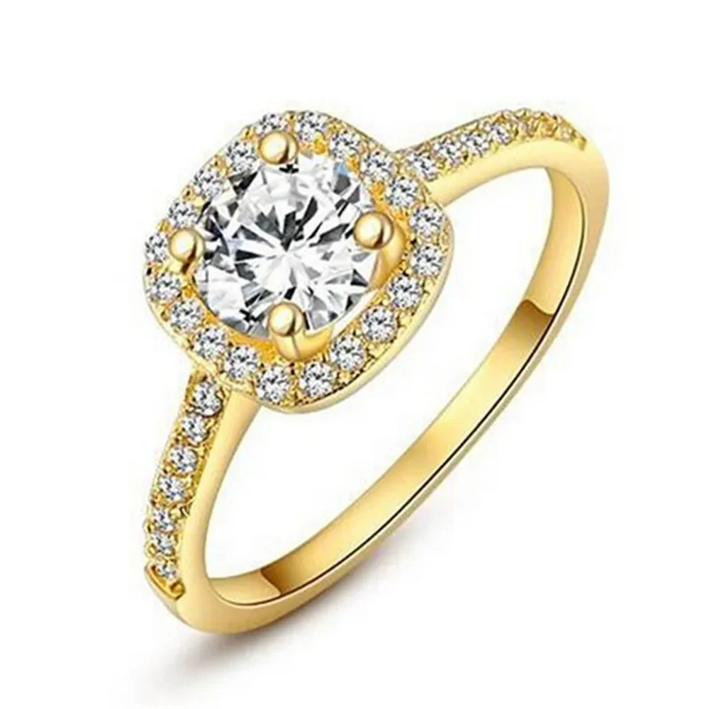 Roségold Damenring mit quadratischem Zirkon Stein für Hochzeit Party