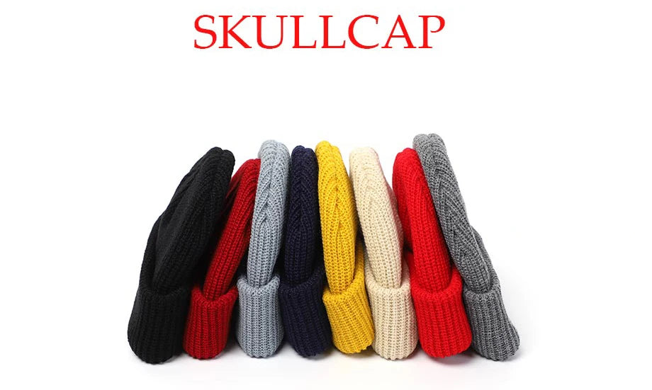 Unisex gestrickte Skullcap Beanie Mütze für alle Jahreszeiten
