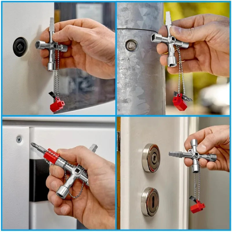 Robuster 4-in-1 Werkzeugschlüssel für Elektrik, Sanitär - Schaltschränke