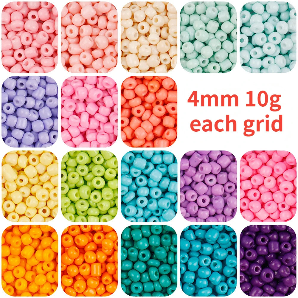 18 Farben 4mm Glasperlen Sets für DIY Schmuck Freundschaft Armbänder