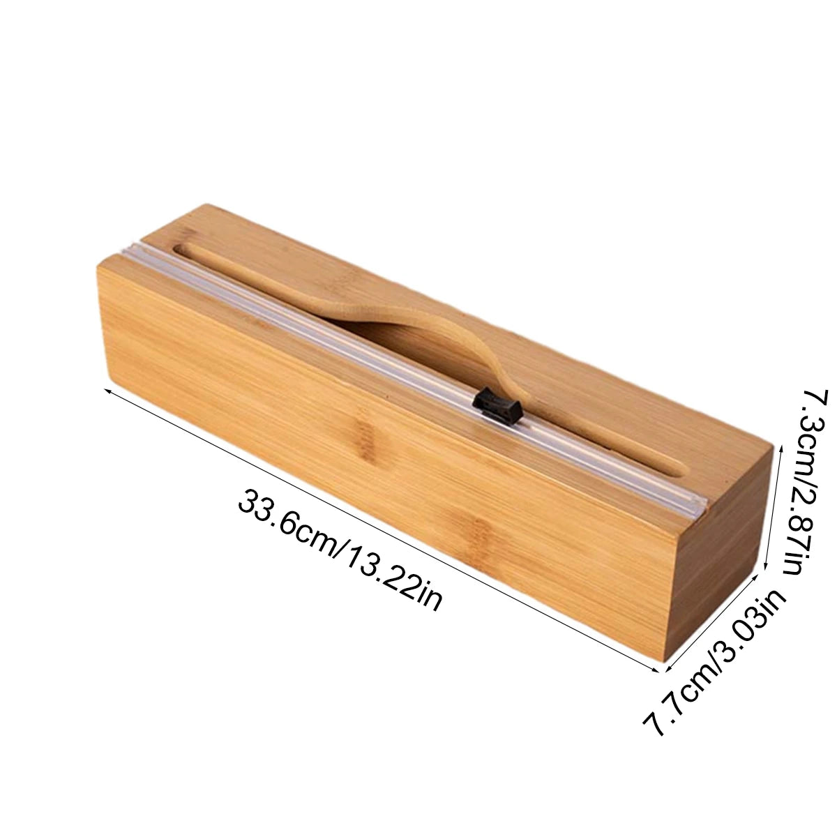 Bambus Küchenwickelspender mit Folie und Schneidebox zur Aufbewahrung