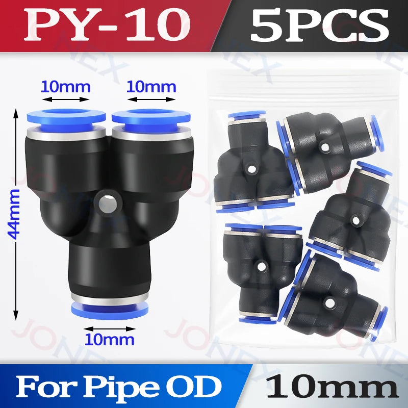 5er Set Pneumatische Schnellkupplung 4-10mm Push-in Verbindung für Luft