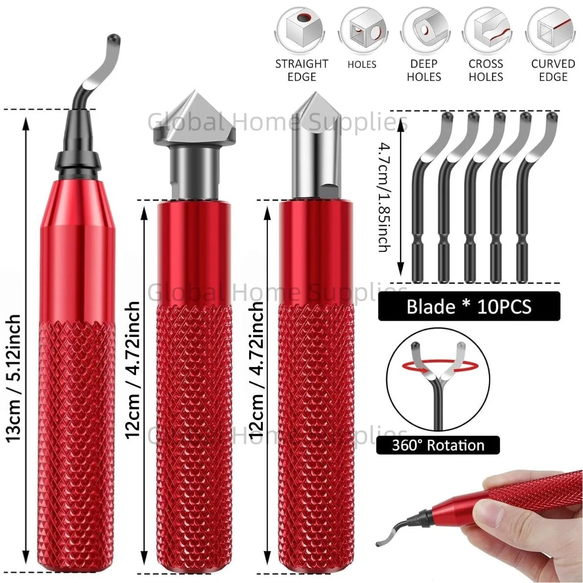 Entgratungswerkzeug-Set mit Senker-Handreibahlen und 10 Zusatzklingen