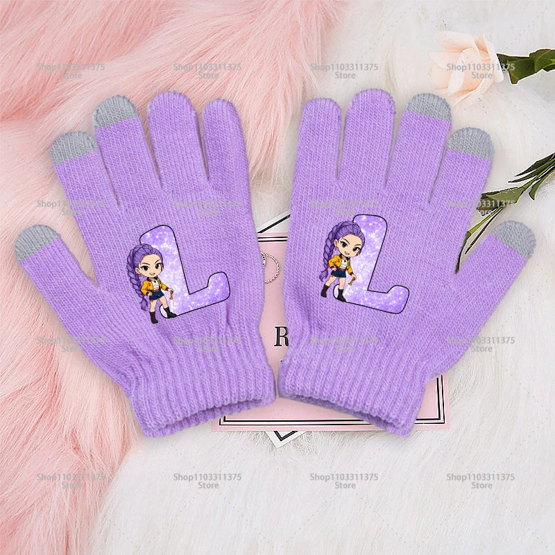 Modische Fünf Finger Handschuhe mit Anime Design und Touchscreen