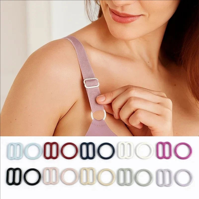 50 100er Set 10mm Einstellbare Bh Gurtschnallen O Ringe Karabiner Clips