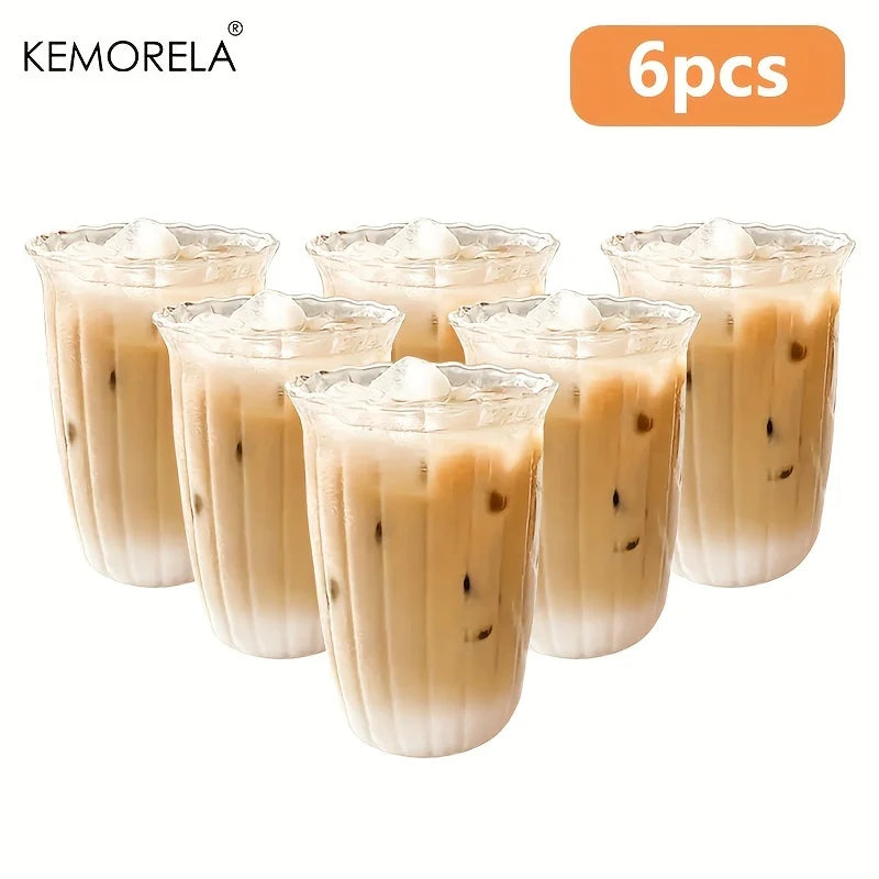 Set 4 Glas Trinkgläser mit vertikalen Streifen für Saft Kaffee und Whisky-Yabubest - Home & More