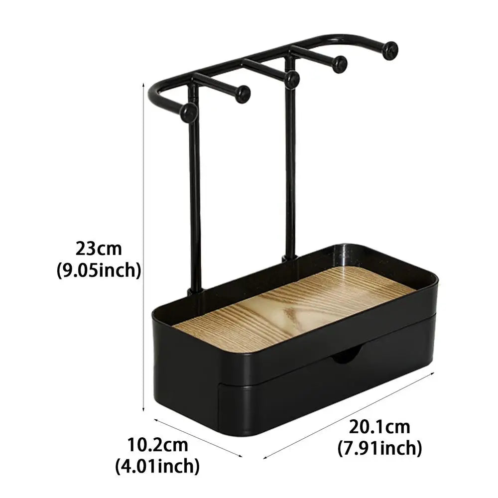 Schmuck Organizer Display mit Holz Tablett für Ohrringe Armbänder Ringe