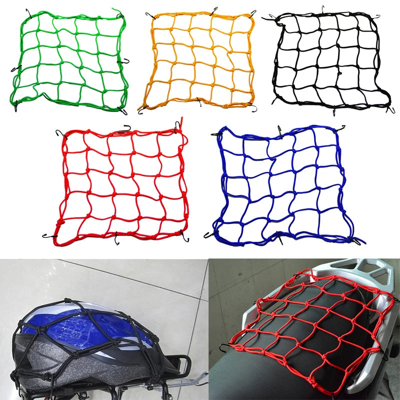 Elastisches Motorrad Bungee Gepäcknetz 40x40cm mit 6 geschützten Haken