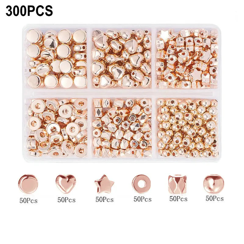 4 Farben CCB Spacer Perlen Kit mit 6 Stilen für Schmuck DIY Handwerk