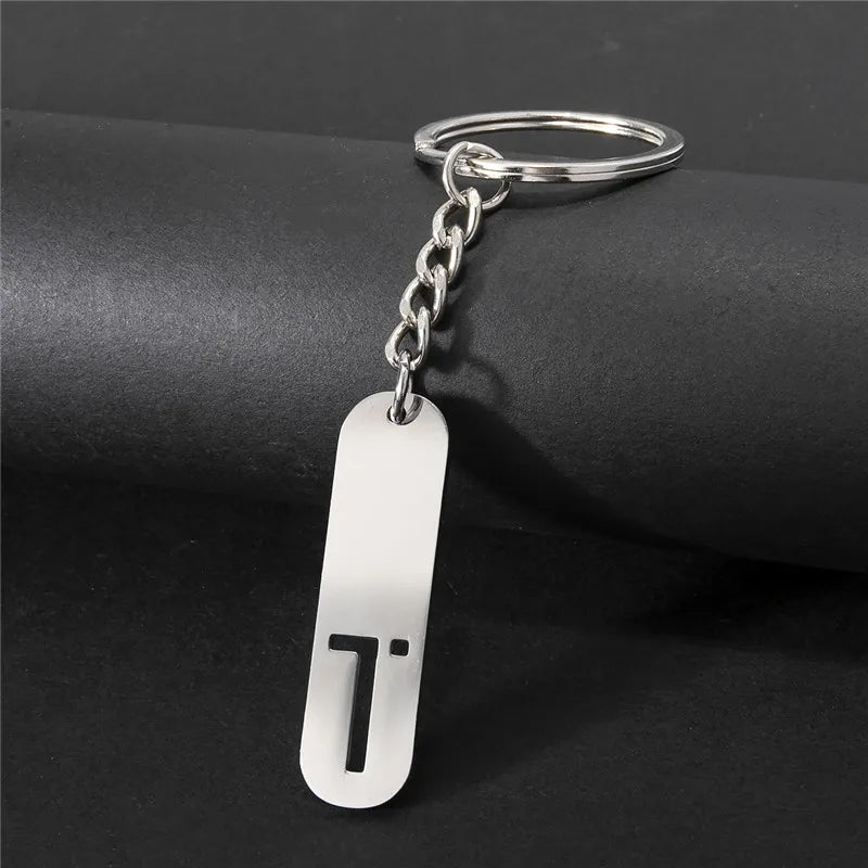 Edelstahl A-Z Buchstaben Schlüsselanhänger Metall Charm Unisex Geschenk