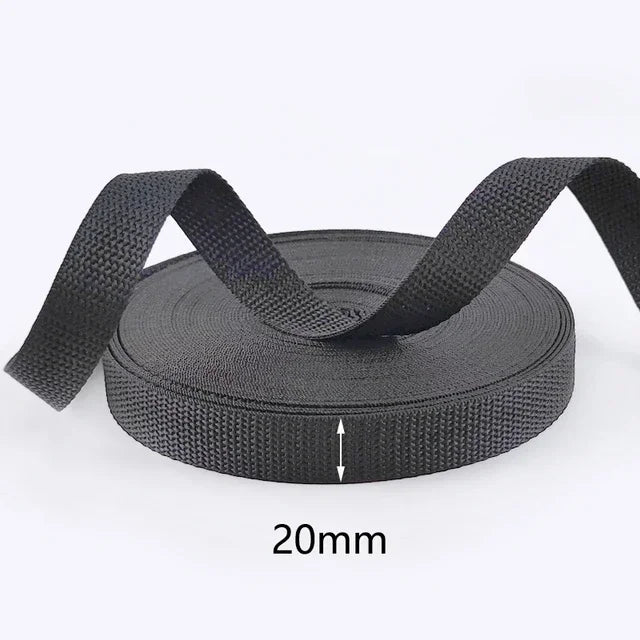Schwarzes Nylon-Gurtband 20-100 mm für Taschen und Sicherheitsgurte