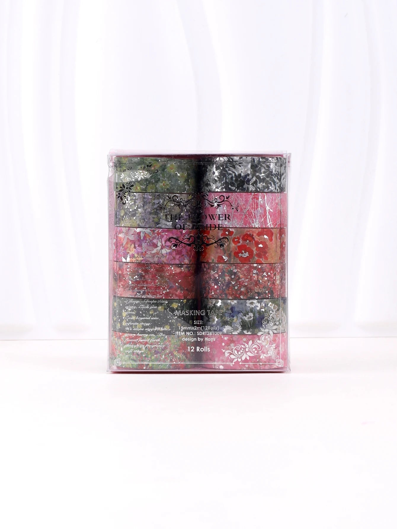 12er Set buntes florales Washi-Tape für kreatives Scrapbooking - DIY
