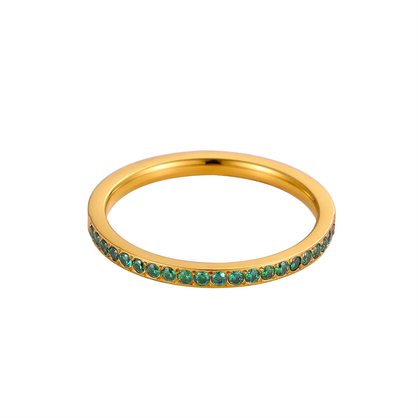 Goldfarbener Edelstahl Ring mit Mini Zirkon Herz Design für Frauen