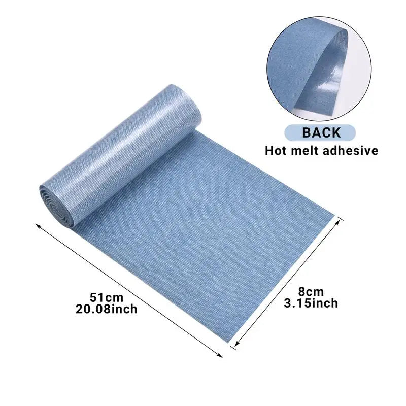 Denim Reparatur Bügelpatch 8x51cm Stoffflicken Schwarz Blau