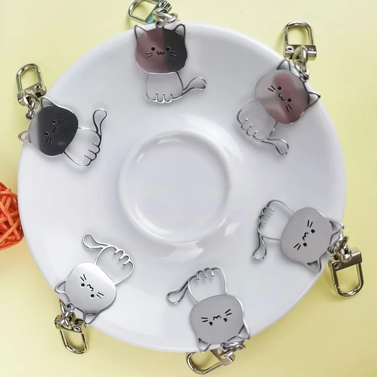 Edelstahl Schlüsselanhänger für Paare Katze Fisch Motiv Valentinstag