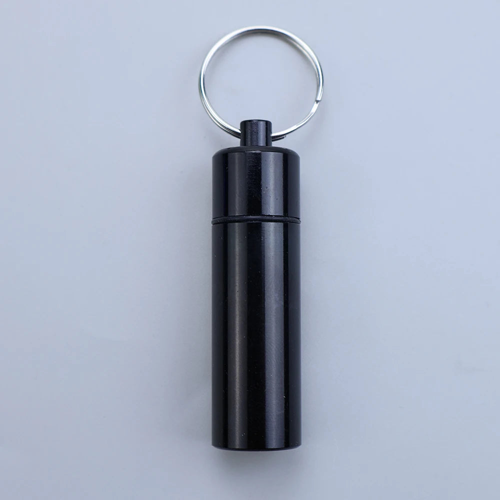 Wasserdichter Aluminium Pillenbehälter mit Schlüsselanhänger klein