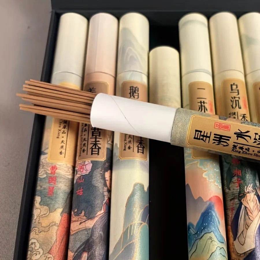 Aromatisches Set mit 400 Holzduftstäbchen in Geschenkbox