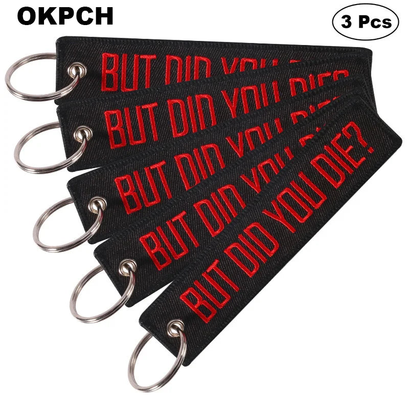 3-teiliges Schlüsselanhänger Set Bestickte Metallanhänger für Autos Motorräder