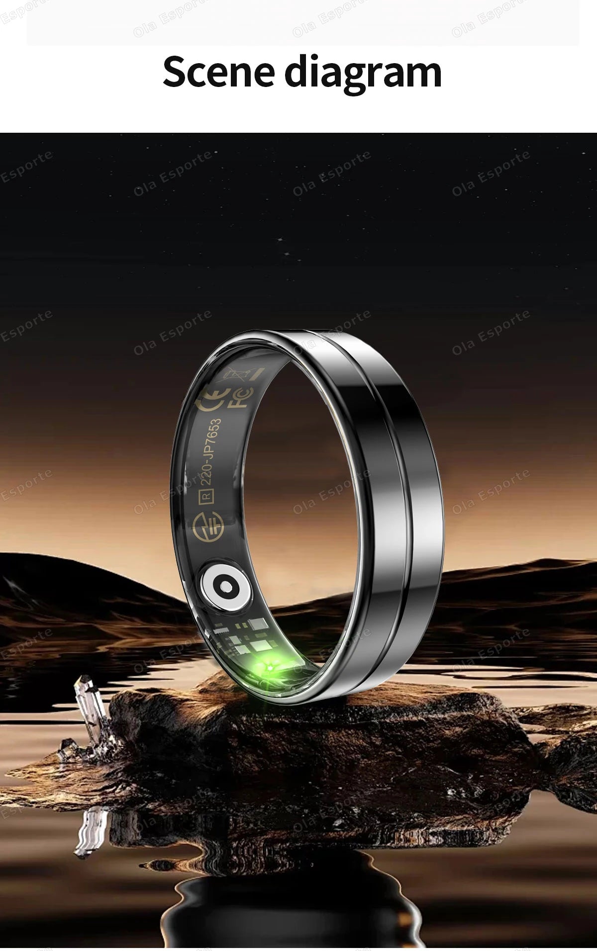 Wasserdichter Smart Ring mit Herzfrequenz und Blutdruck Sensor