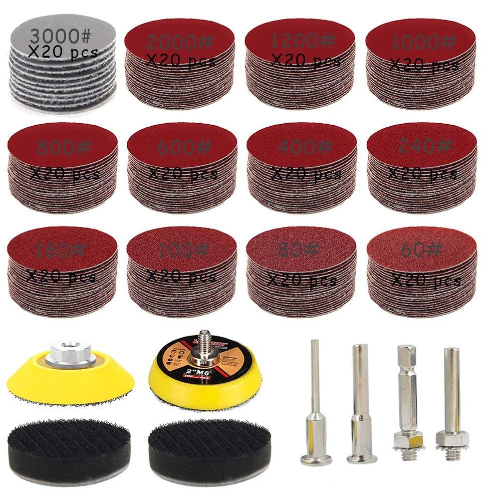 2 Zoll Schleifpapier Set mit Klettverschluss in verschiedenen Körnungen