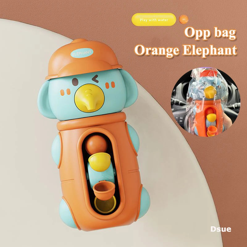 Interaktives Baby Badespielzeug mit Saugnapf - Wasserrad, Ente/Elefant