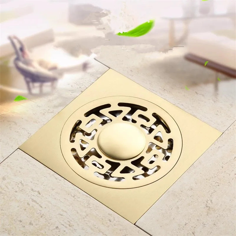 Gold Messing Bodenablauf Quadrat Dusch Boden Abfluss Sieb Abdeckung