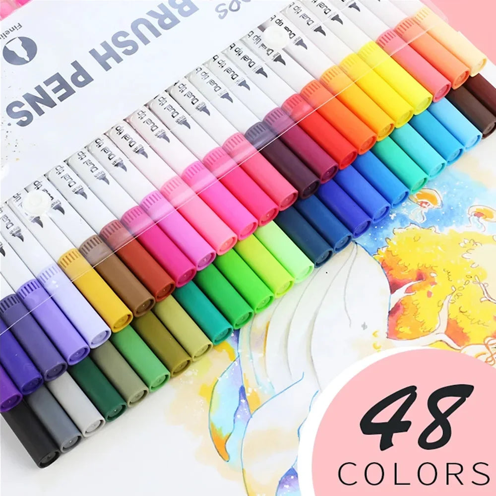 Doppelkopf Aquarell Marker Set bis 100 Farben für kreative Zeichnungen
