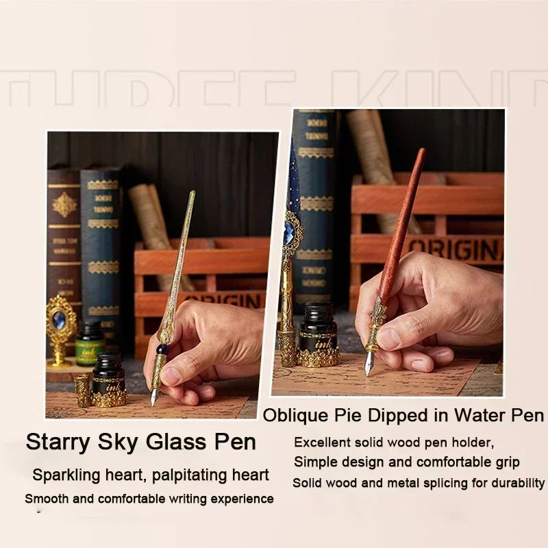 Klassisches Feder Füllfederhalter Set mit Tinte in Geschenkbox