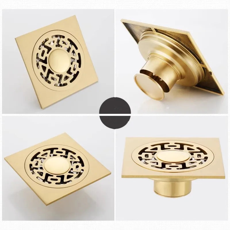 Gold Messing Bodenablauf Quadrat Dusch Boden Abfluss Sieb Abdeckung