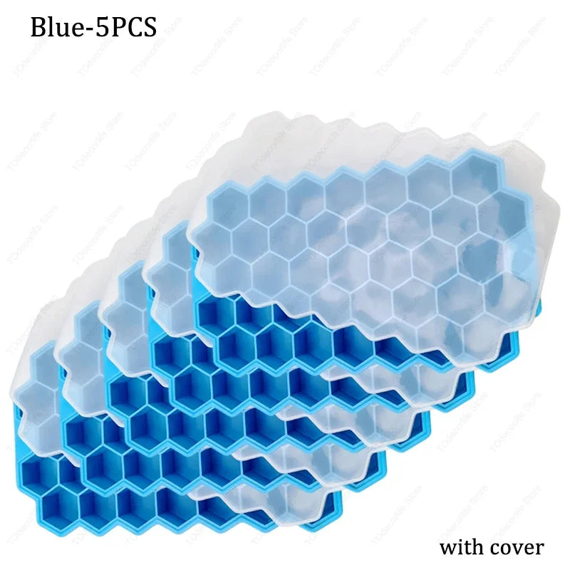 Premium Silikon Eiswürfelformen mit Deckel – Sechseckig, Wiederverwendbar