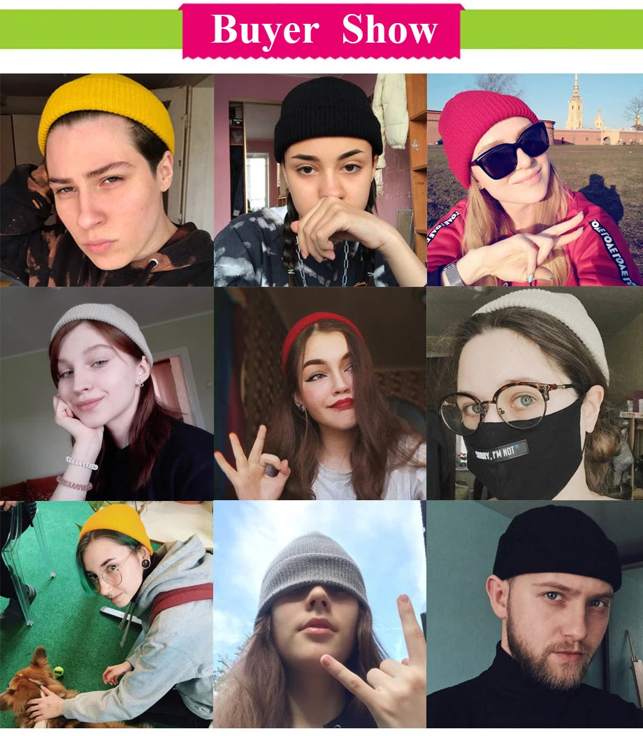 Unisex gestrickte Skullcap Beanie Mütze für alle Jahreszeiten