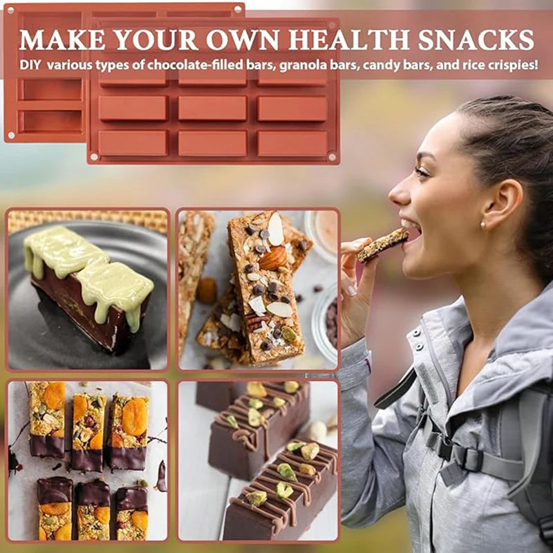 12 Gitter Silikonbackform zum Herstellen von Schokoriegeln und Snacks-Yabubest - Home & More