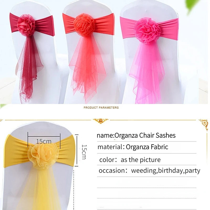 Elegante Organza Stuhlschärpen in verschiedenen Farben 10-teilig