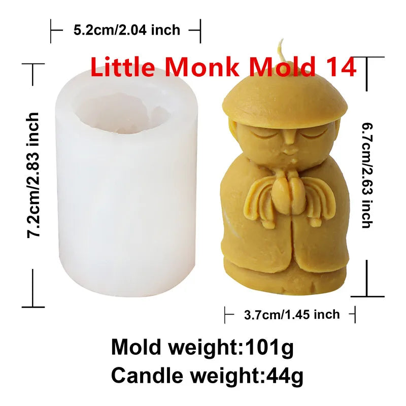 3D Silikon Kerzenform Kleine Buddha Mönch für DIY Dekoration