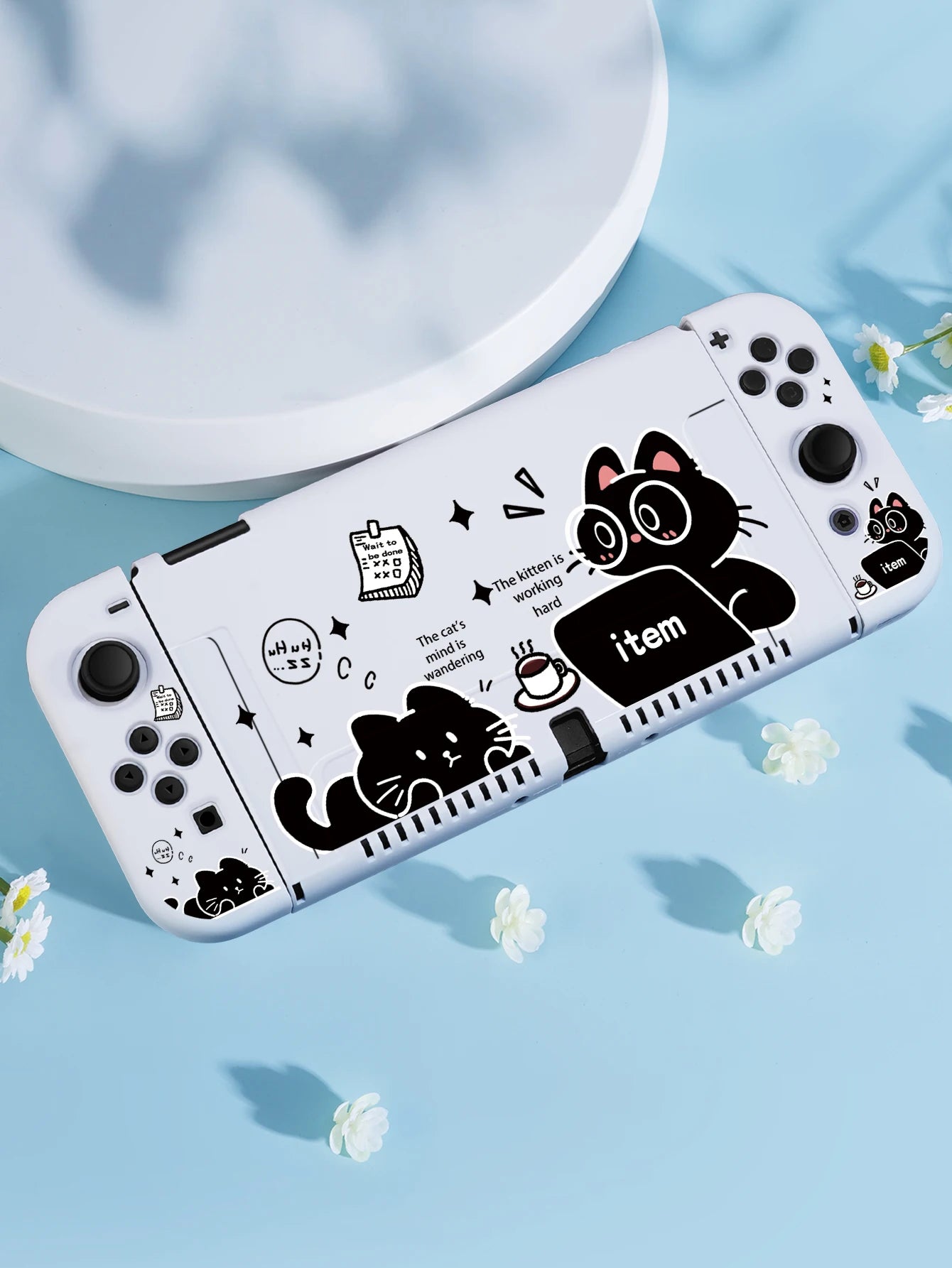 Tragbare Schutzhülle Kunststoff Katzen-Design für Nintendo Switch OLED