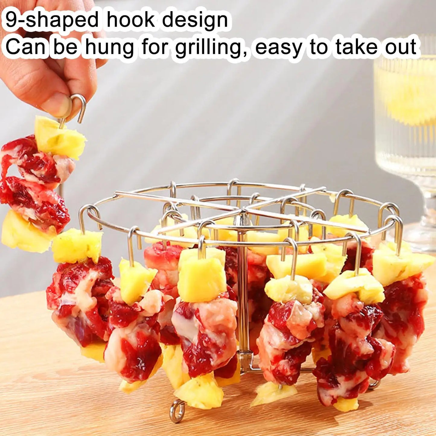 Edelstahl Spießständer für Air Fryer mit 24 Spießen Grill Zubehör