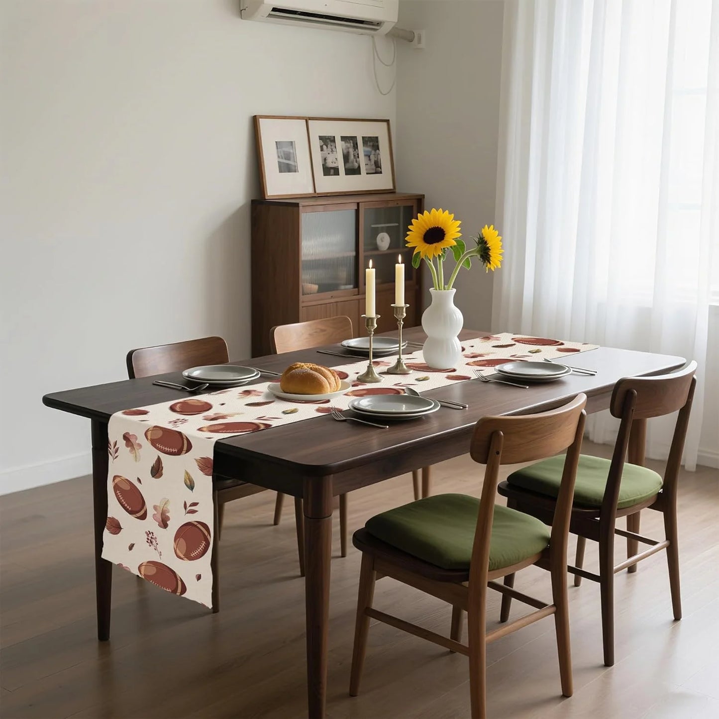 Herbst Ahornblatt Rugby Tischläufer Deko für Küche Party Zuhause