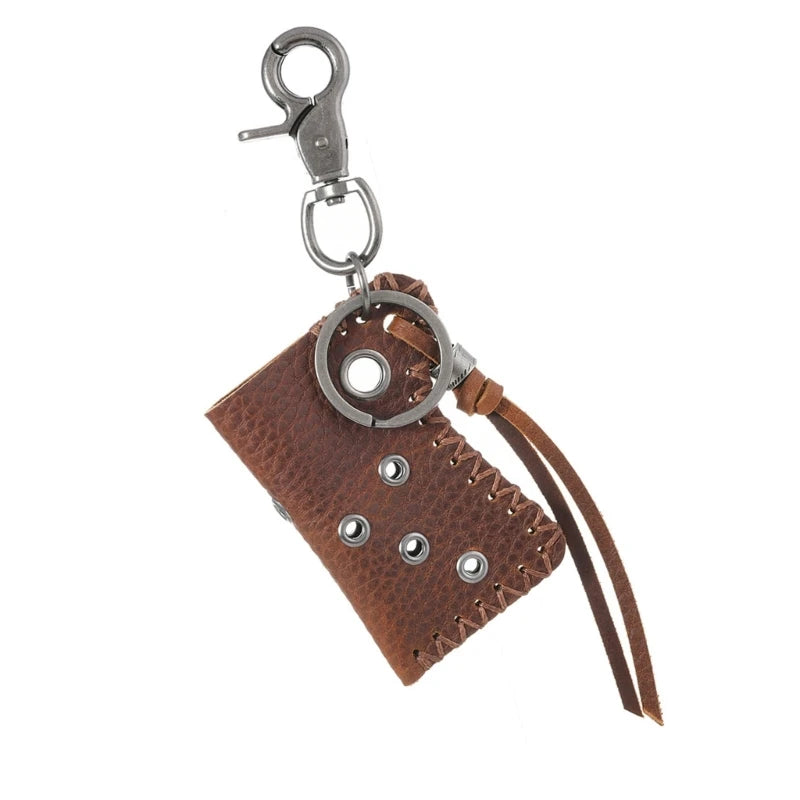 Lederschlüsselanhänger im Retro Stil mit robustem Edelstahlverschluss