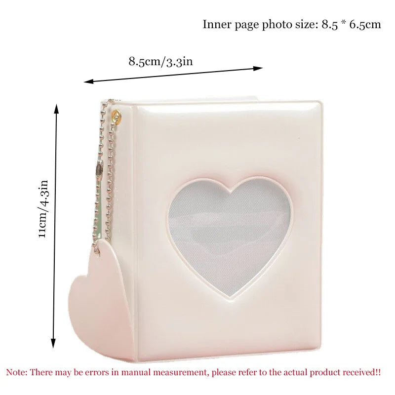 3 Zoll Foto Kartenhalter Herzform mit 32 Taschen Mini Fotoalbum Ordner
