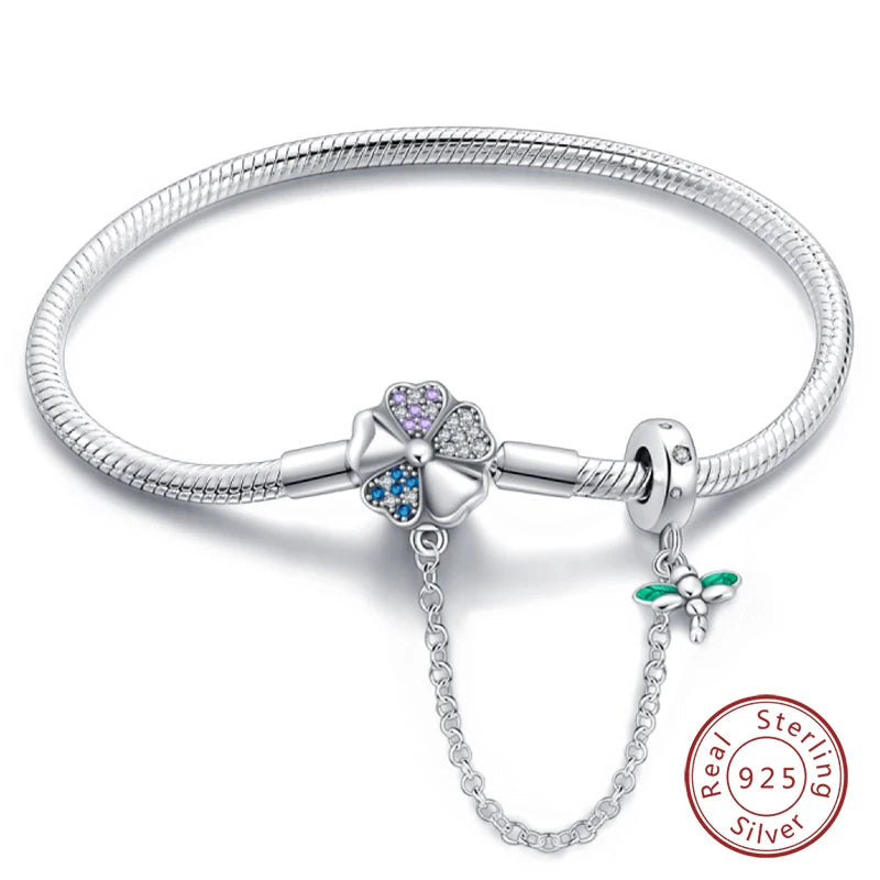 Armband Silber 925 mit Stern Mond Sonne und Grünem Zirkon Charm