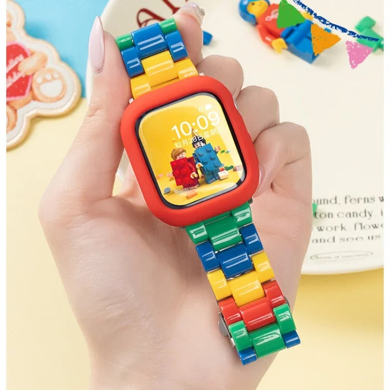 Buntes Acryl-Uhrenarmband mit Faltschließe für Apple Watch Modelle