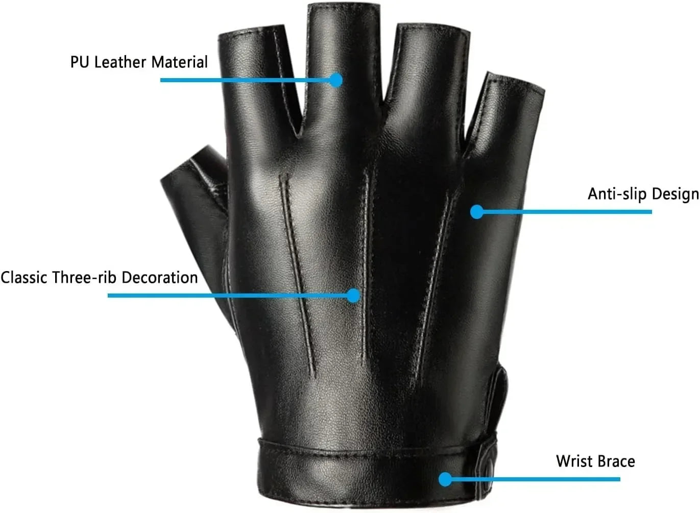 Winddichte fingerlose Fahrhandschuhe PU-Leder warm rutschfest M L XL