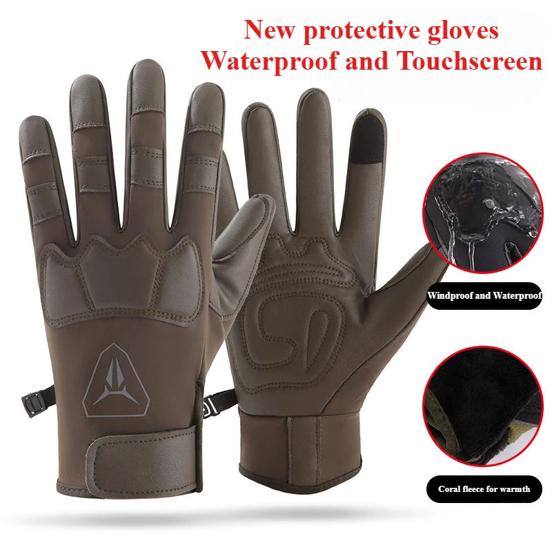 Vollfinger Handschuhe aus PU-Samt Rutschfest Wasserdicht für Outdoor Sport