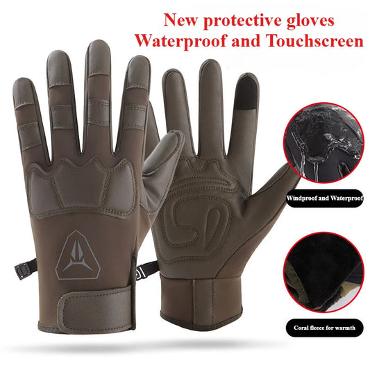 Vollfinger Handschuhe aus PU-Samt Rutschfest Wasserdicht für Outdoor Sport