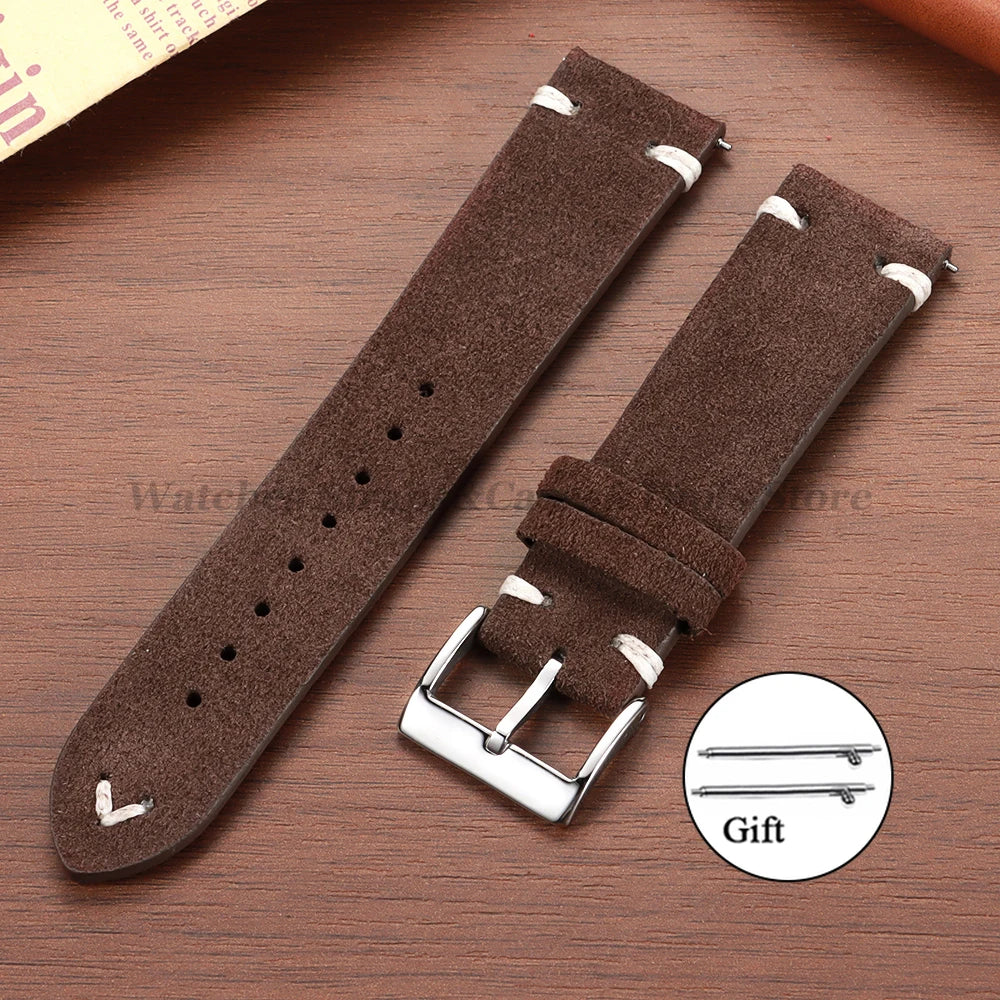 Wildleder Vintage Uhrenarmband in Blau mit Schnellverschluss