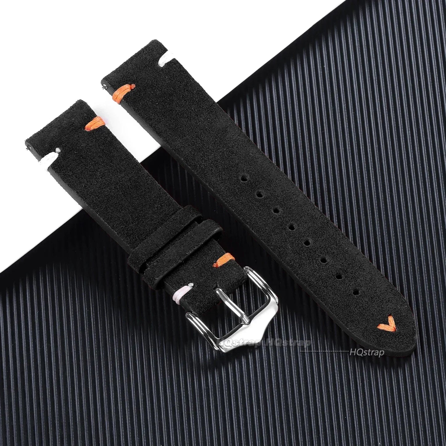 Wildlederarmband mit handgefertigten Nähten für Vintage Uhren 18-22mm