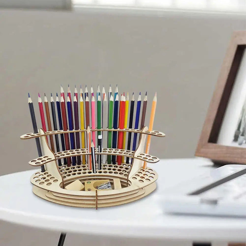 Praktischer Pinselhalter aus Holz für Schreibtischorganisation